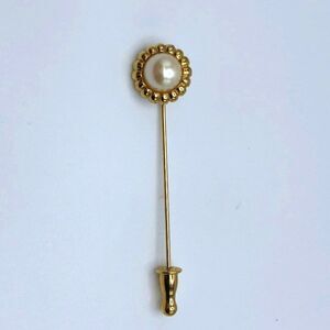 Vintage Monet Stick Pin Pearl Gold Scalloped Edge Costume